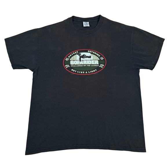 Vintage Simpsons Survivor Parody Sofa Rider T-Shirt 2001 Homer FOX TV Show L - Picture 1 of 8